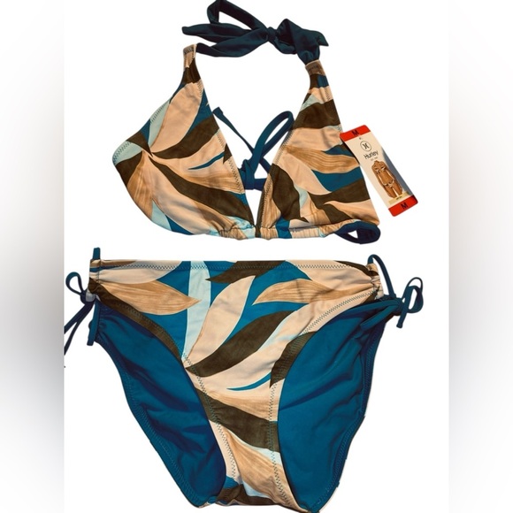 Hurley Reversible Teal Print Bikini M 8-10 - Picture 5 of 12